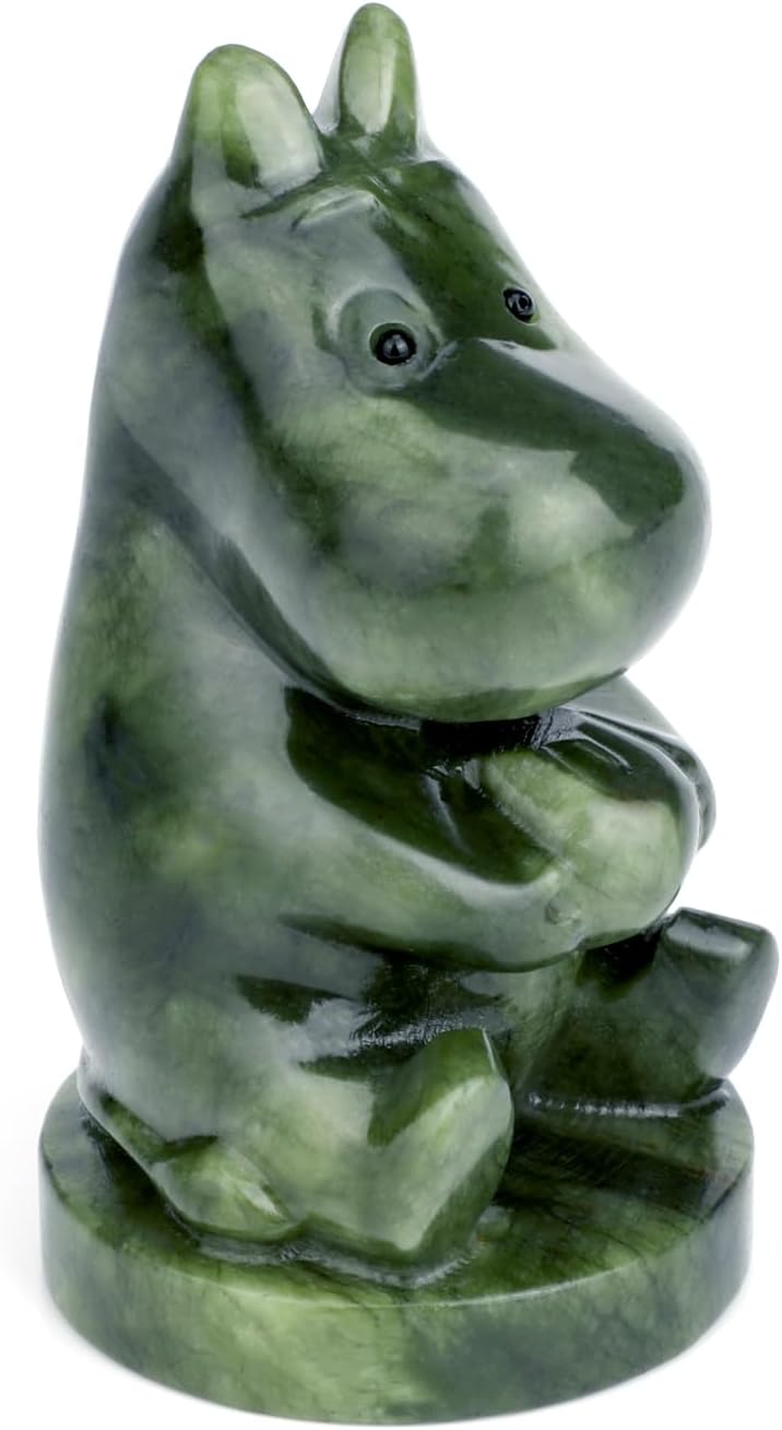 gemshan Hippo Statue, Natural Green Jade Sculpture, Hippopotamus Animal Figurine, Home, Office Desk, Entryway Table Decor
