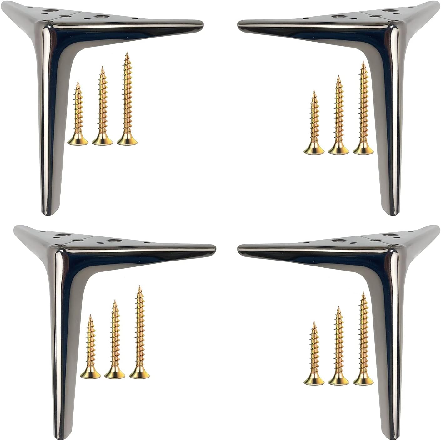 SCOOVY Solid Furniture Replacement Legs 5.9 in,4 PCS Heavy Titanium Gold Metal Triangle Table Legs,Iron Metal Table Legs,Waterproof and Rustproof,Classic and Versatile