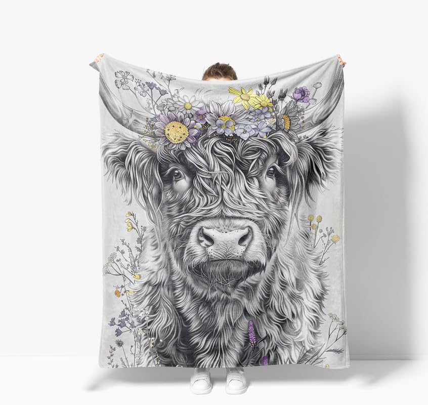 Highland Cow Awd35111  Circular Micro Fleece Blanket 47