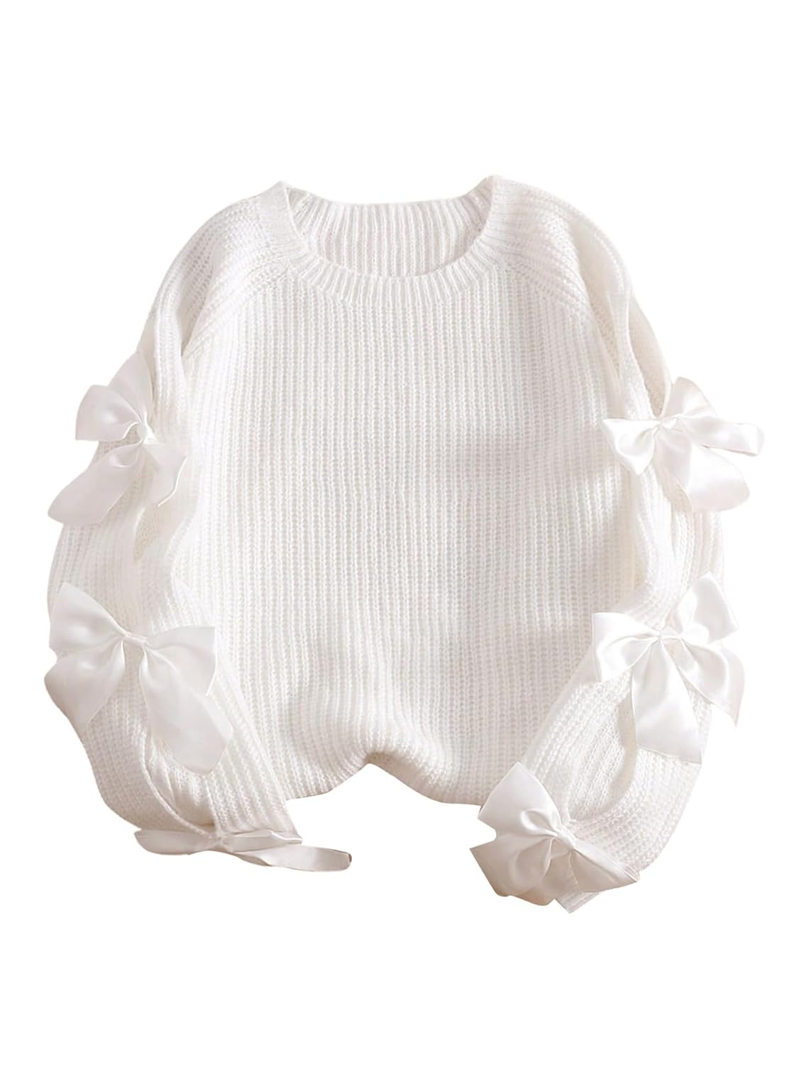 SHENHE Womens Plus Size Sweaters Bow Cutout Crewneck Long Raglan Sleeve Knit Tops Fall Clothes