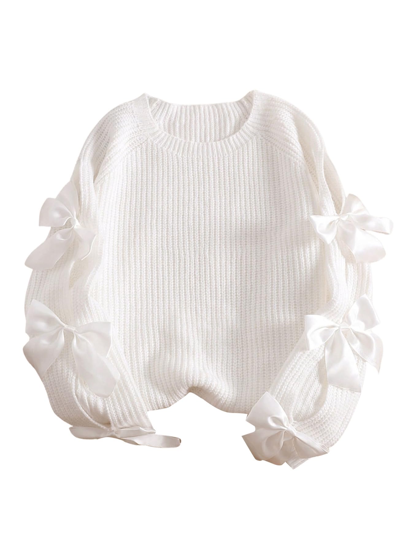 SHENHE Womens Plus Size Sweaters Bow Cutout Crewneck Long Raglan Sleeve Knit Tops Fall Clothes