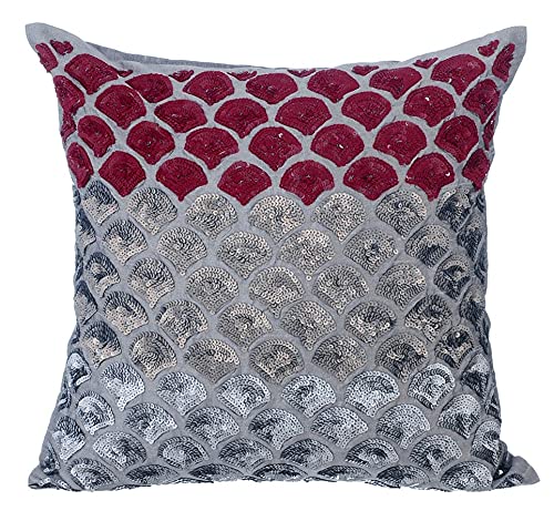 The Homecentric Cushion Cover For Sofa, Pillow Covers, Decorative Pillow Covers 12X12 Inch (30X30 Cm) Grey, Silk Throw Pillow Covers, Handmade Pillow Covers, Modern, Ombre Pattern - Cranberry Space #TOP22