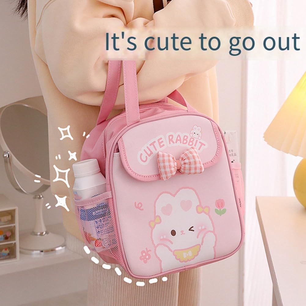 RICHTRUE Borsa Pranzo Isolata Kawaii Per Ragazze E Donne - Design Orso, Tasca Multipla, Cinturino Regolabile - Colore Nero - 2