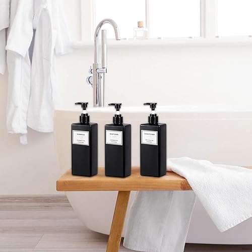 Miniatura 8 de Yeeco Botellas recargables de champú y acondicionador, dispensador de champú de 16.9 onzas, botellas de champú de plástico con bomba de 3 paquetes,