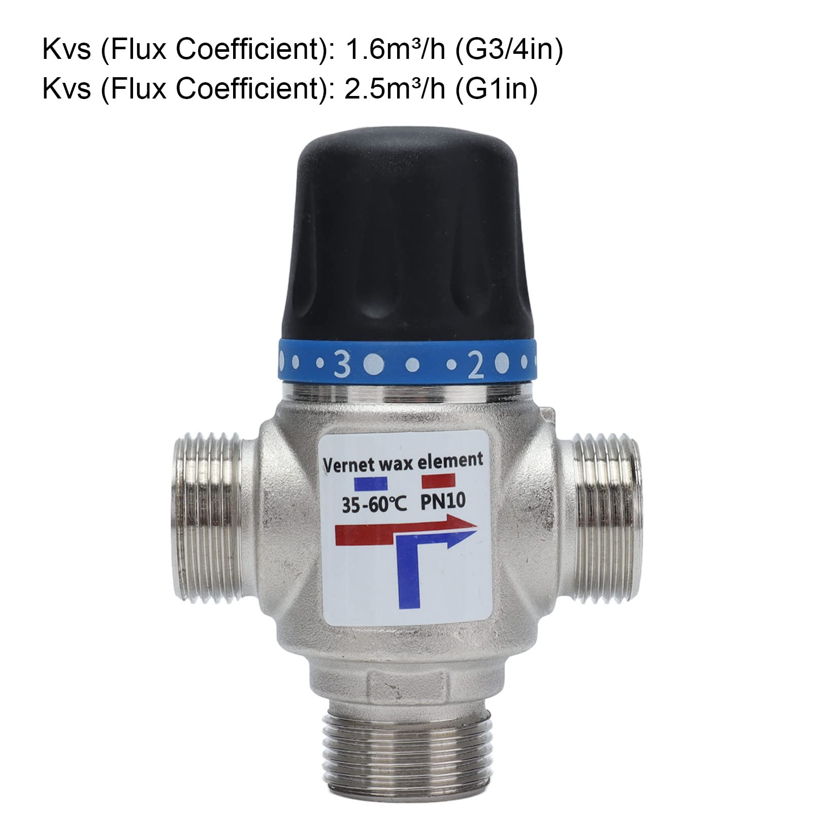 Vanne d'eau de mélange thermostatique à 3 voies, dispositif de contrôle de température à coupure automatique, grande vanne de mélange de flux(G3/4")