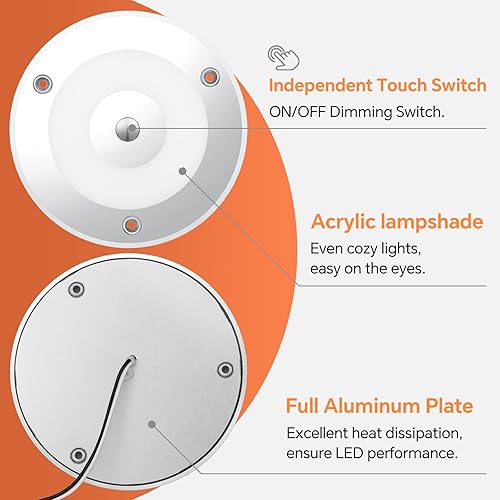 Miniatura 6 de Paquete de 2 luces LED de techo de 12 V, 400 lúmenes, luz interior regulable de 4.75 pulgadas para caravana, barco, cámper, camioneta, viaje,