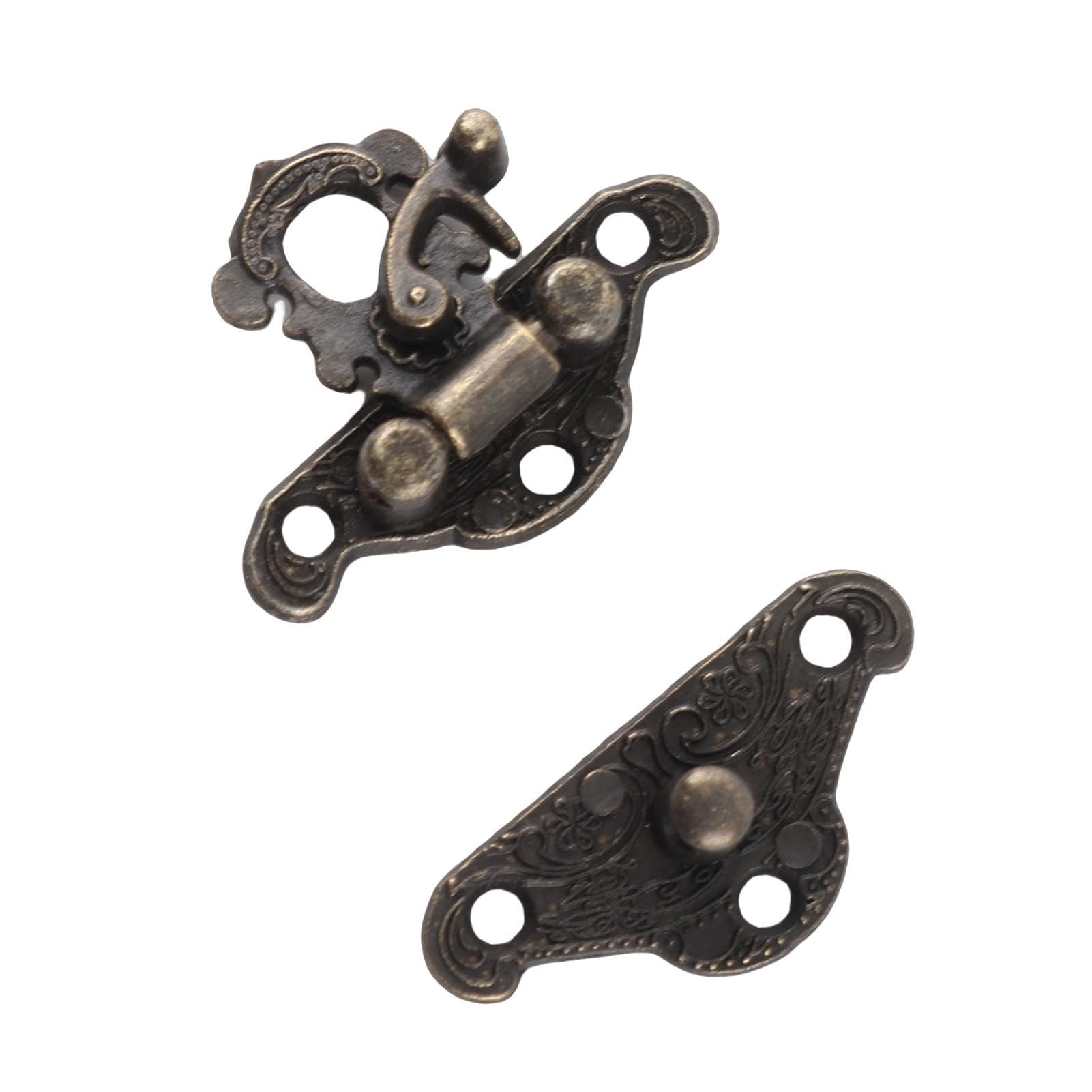 Zerodis Antique Embossing Hasp Clasp Lock with Screws for Wooden Jewelry Box Cabinet(XXS 28 * 23mm)