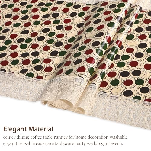 Image of Kuber Industries 72x18 Inch PVC Table Runner for Wedding and Family Dinners | Reusable Centre and Dining Table Runner | Dot Design - Multicolour