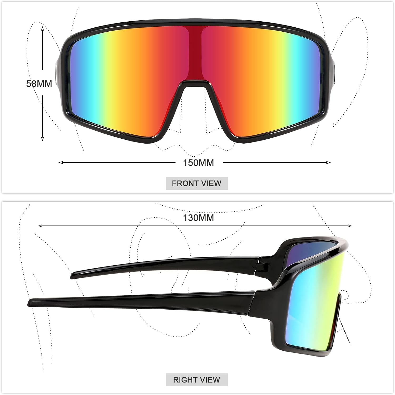 WANWAN Cycling Sunglasses with 4 Lenes for Men Women Large Frame Sport Sunglasses Baseball Golf Fishing Running - Image 7