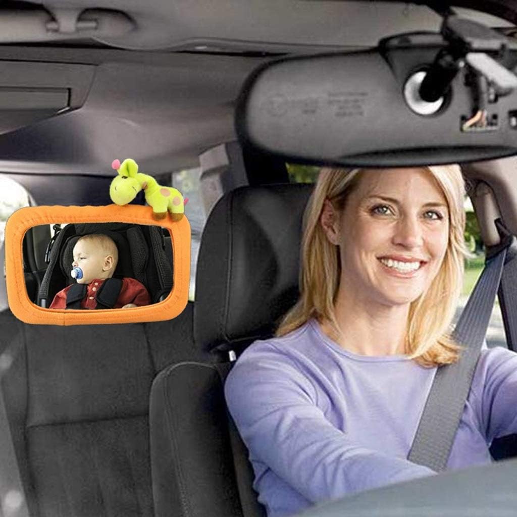 Amazon Com Baby Car Mirror Backseat Baby Mirror Rear View Car Mirror Multicolor Velvet Frame With Rectangle Shape And Cartoon Fawn 100 Shatterproof Color C Baby