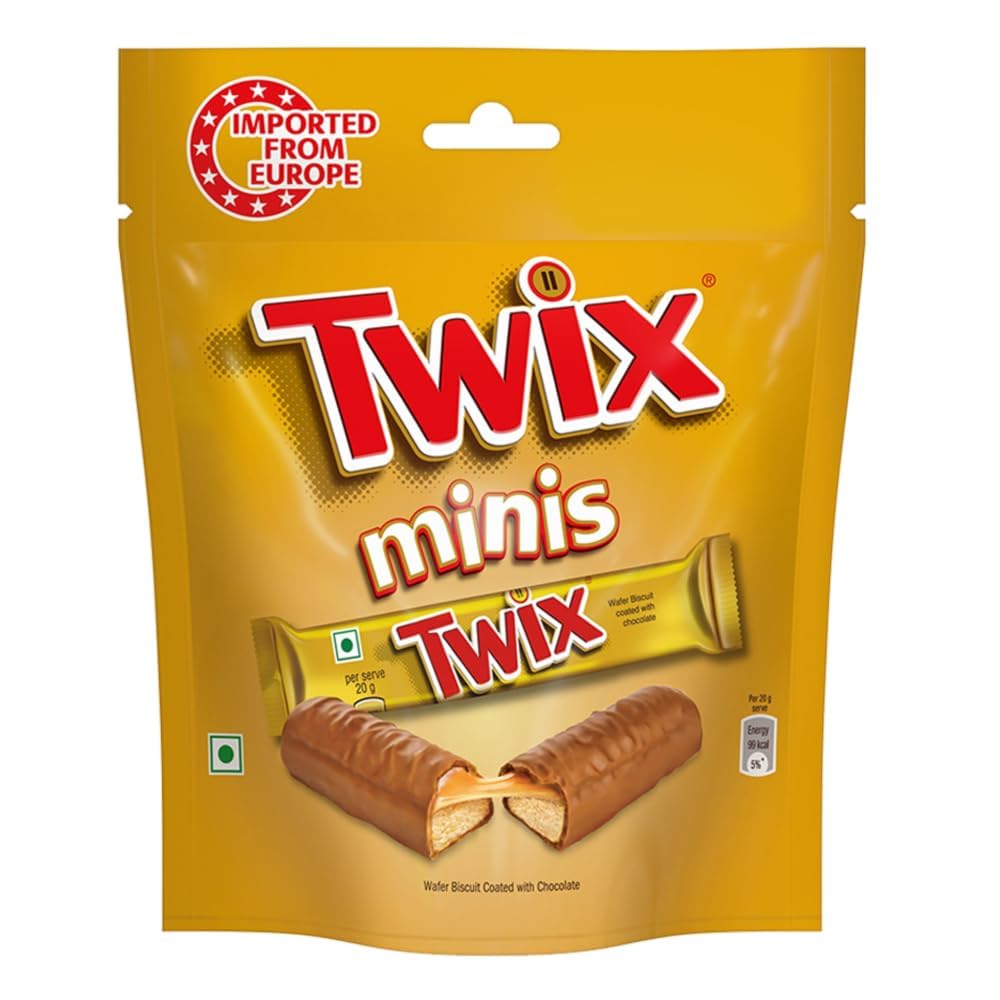 Twix Minis Cookie Caramel Wafer Filled Bar Chocolate Pack(Pack),100 gm