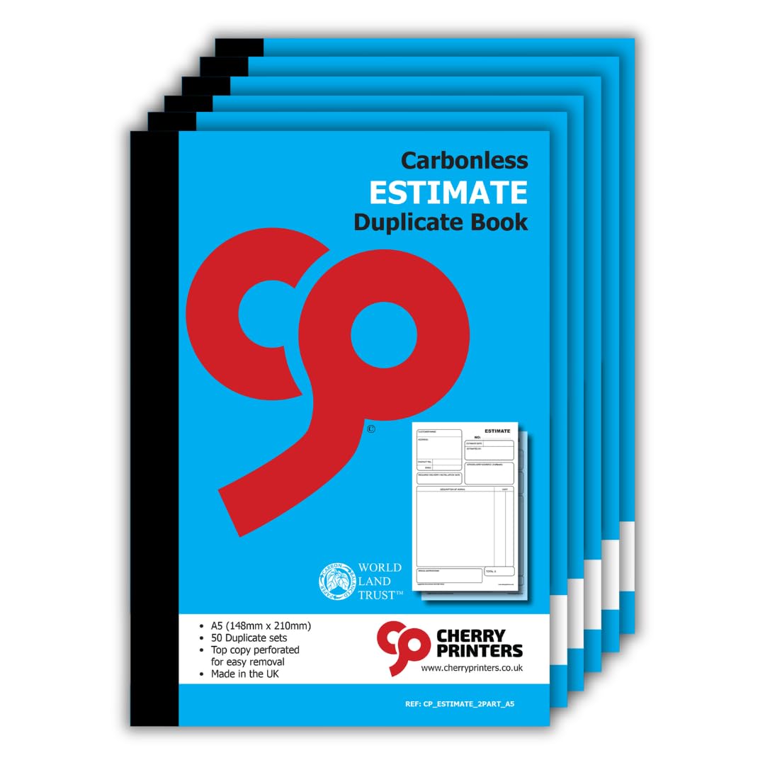 Cherry Printers | Estimate Duplicate Book A5 | 50 Sets | 6 Pack
