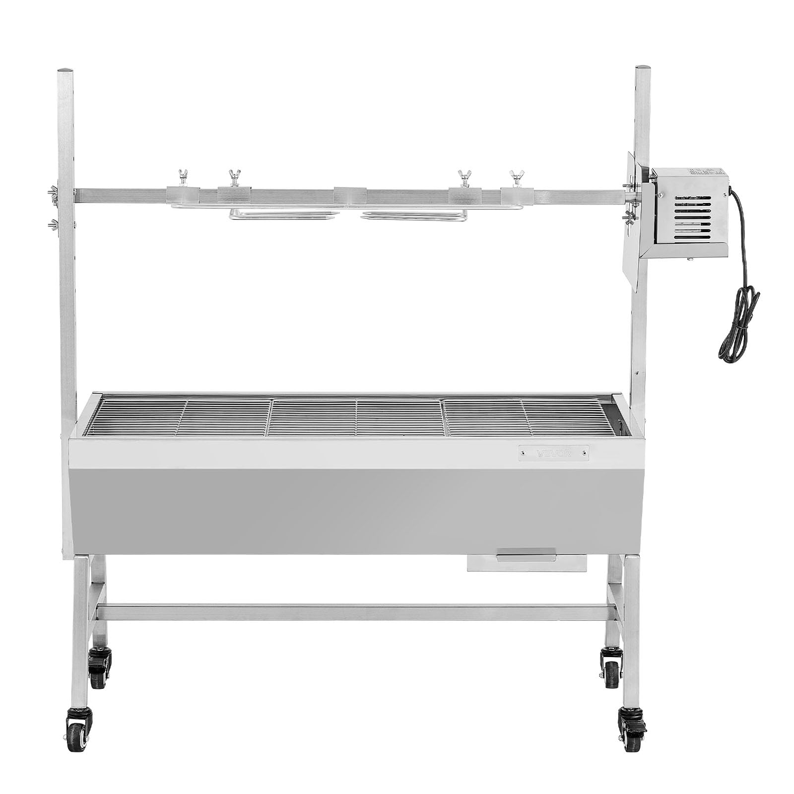 VEVOR Griglia per Arrosto da Barbecue Griglia a Carbone, Lunghezza 94 cm 38 W con Capacità di Carico di 60 kg e Ruote e Regolazione dell'Altezza a 7 Vie, in Acciaio Inossidabile per Campeggio