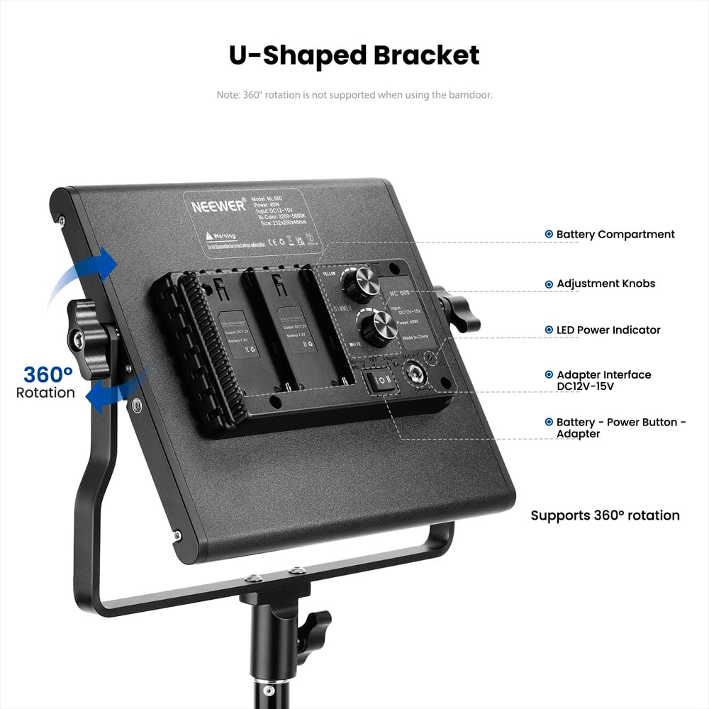 Kit de Iluminação Vídeo Neewer 2x Painel de Luz Led 660 Bicolor