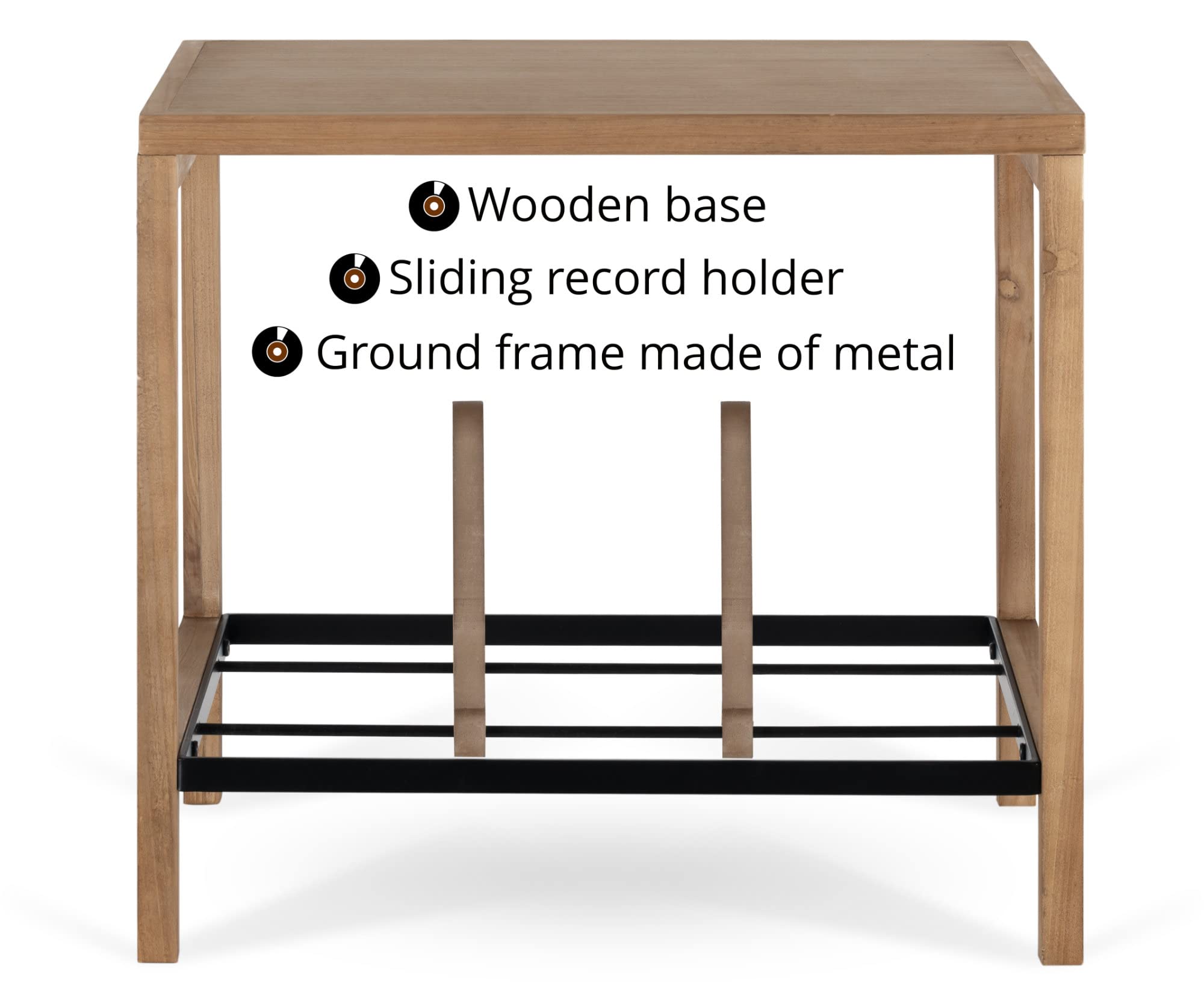 Étagère à disques Stagecaptain SPR-4050 Woodie - Meuble Phono pour ta Platine & Jusqu’à 120 vinyles - Fixation Flexible des LPs grâce à des Supports en Bois coulissants - Design Vintage
