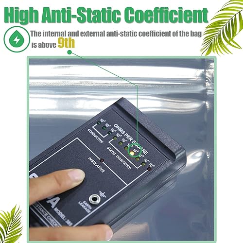 Miniatura 4 de Bolsas antiestáticas, 100 unidades de 5.9 x 7.87 pulgadas5.9 x 7.9 in, bolsas con cremallera de blindaje ESD, bolsa antiestática resellable para