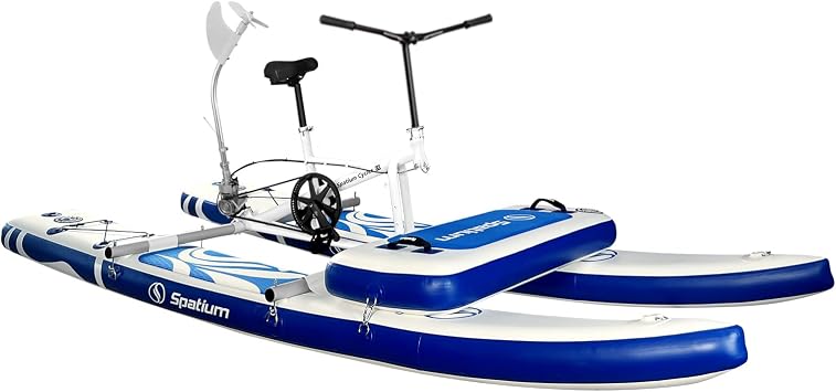 Inflatable Water Bike 3.0 Water Bikes for Lake for Adult Inflatable Pontoon Water Bicycle 3-bladed Propeller One-Piece Rear Gear SUP Water Bike with Inflatable Mat