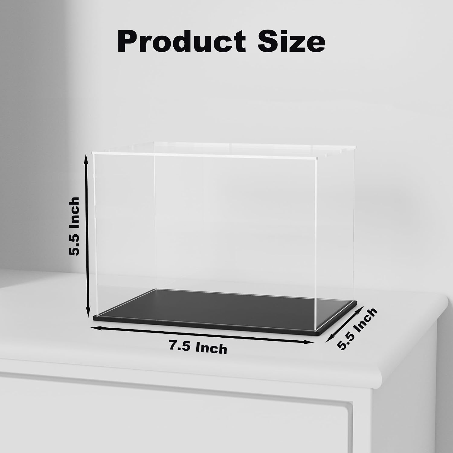 Clear Acrylic Display Case with Matt Black Base and Lid, Dust-Proof Acrylic Showcase, Cube Counter-Tops Box for Mini Football Helmet (7.5x5.5x5.5 inch) image 5