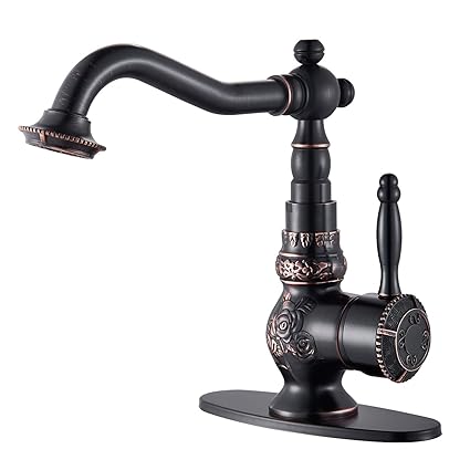 Senlesen Swivel Spout Bathroom Faucet Vanity Sink Mixer Tap with Cover Plate Oil Rubbed Bronze