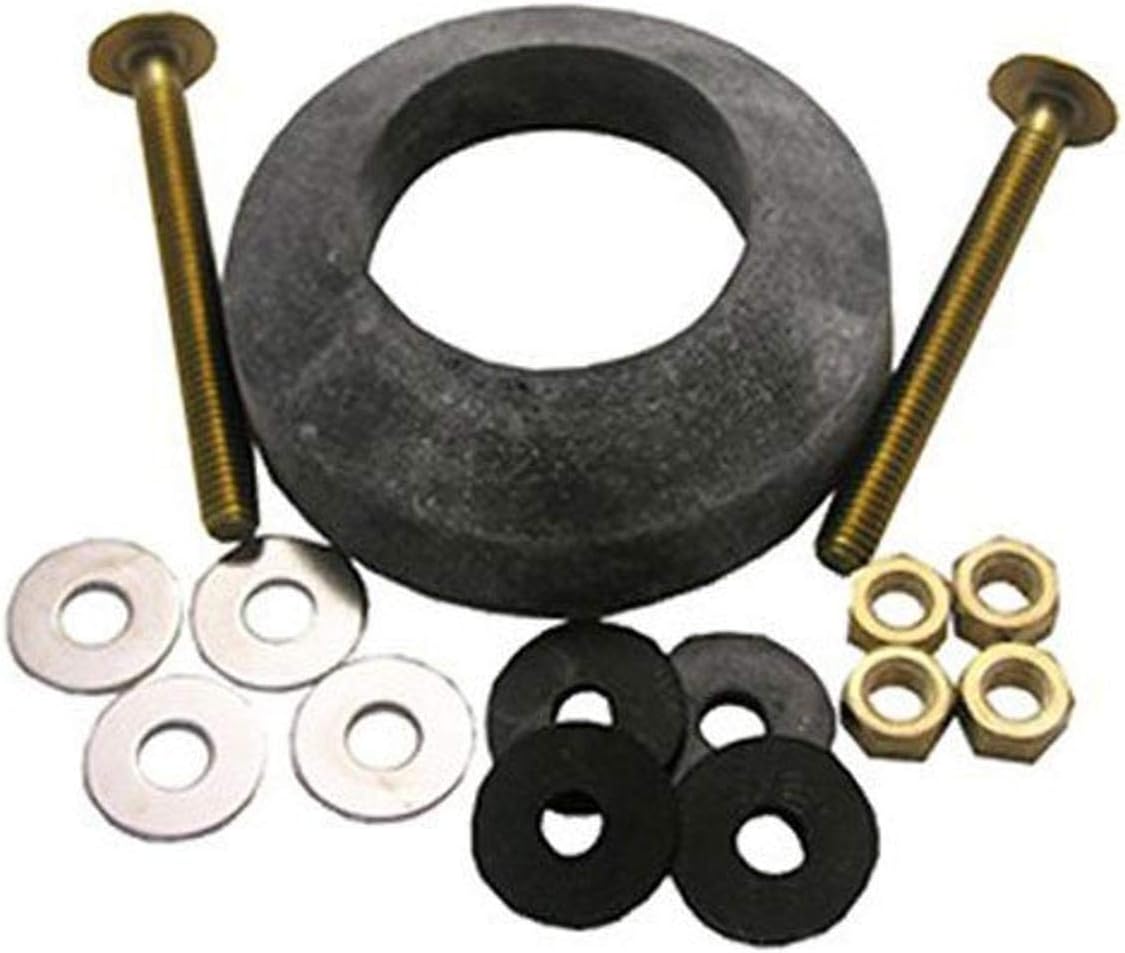 LASCO 04-3807 Toilet Tank to Bowl Bolt Kit with Brass Bolts, Rubber and Brass Washers, Hex and Wing Nuts, W-210 Recessed TXB Gasket