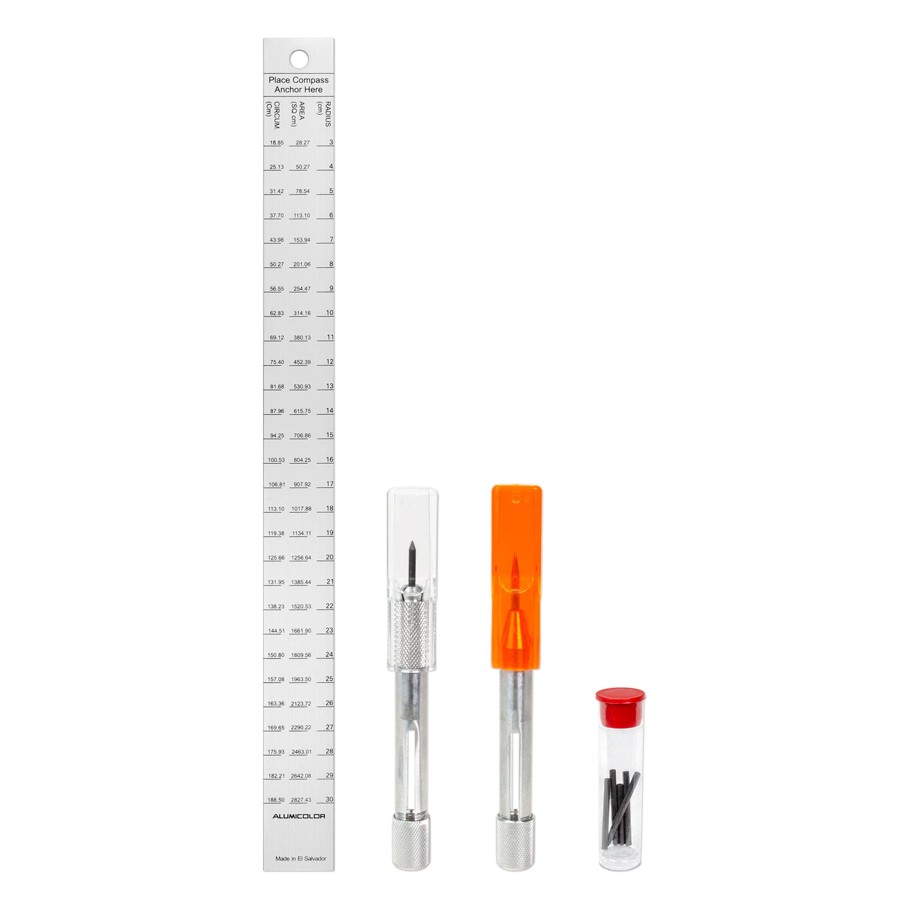 Alumicolor Aluminum Compass 12 inch Ruler Kit Tools for Geometry, Engineering, Drawing and Architecture