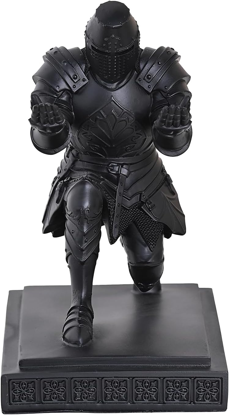 Templar Vanguard Soldier Pen Holder Pencil Stand Desk Organizers and Accessories as Gift for Medieval Warrior Enthusiast (Black)