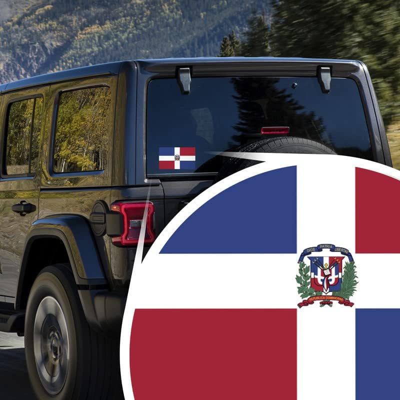 Miniatura 3 de Adhesivo adhesivo de la bandera de República Dominicana | Paquete de 2 | 5 x 3 pulgadas | Vinilo de alta calidad | AW418