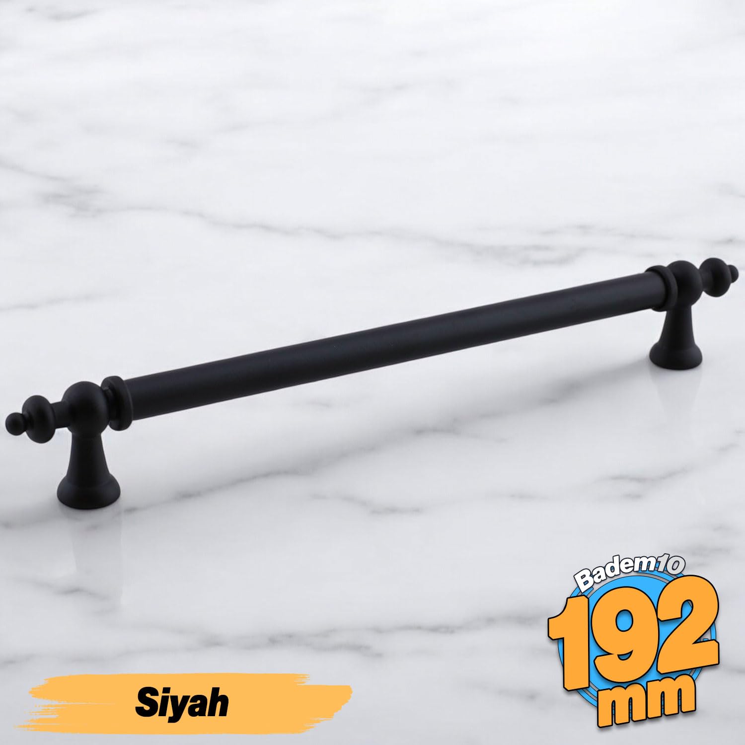 Osmanlı (192 mm - 19.2 cm) Mat Siyah Metal Mobilya Mutfak Çekmece Dolap Dolabı Kulbu Kulpu Kulpları