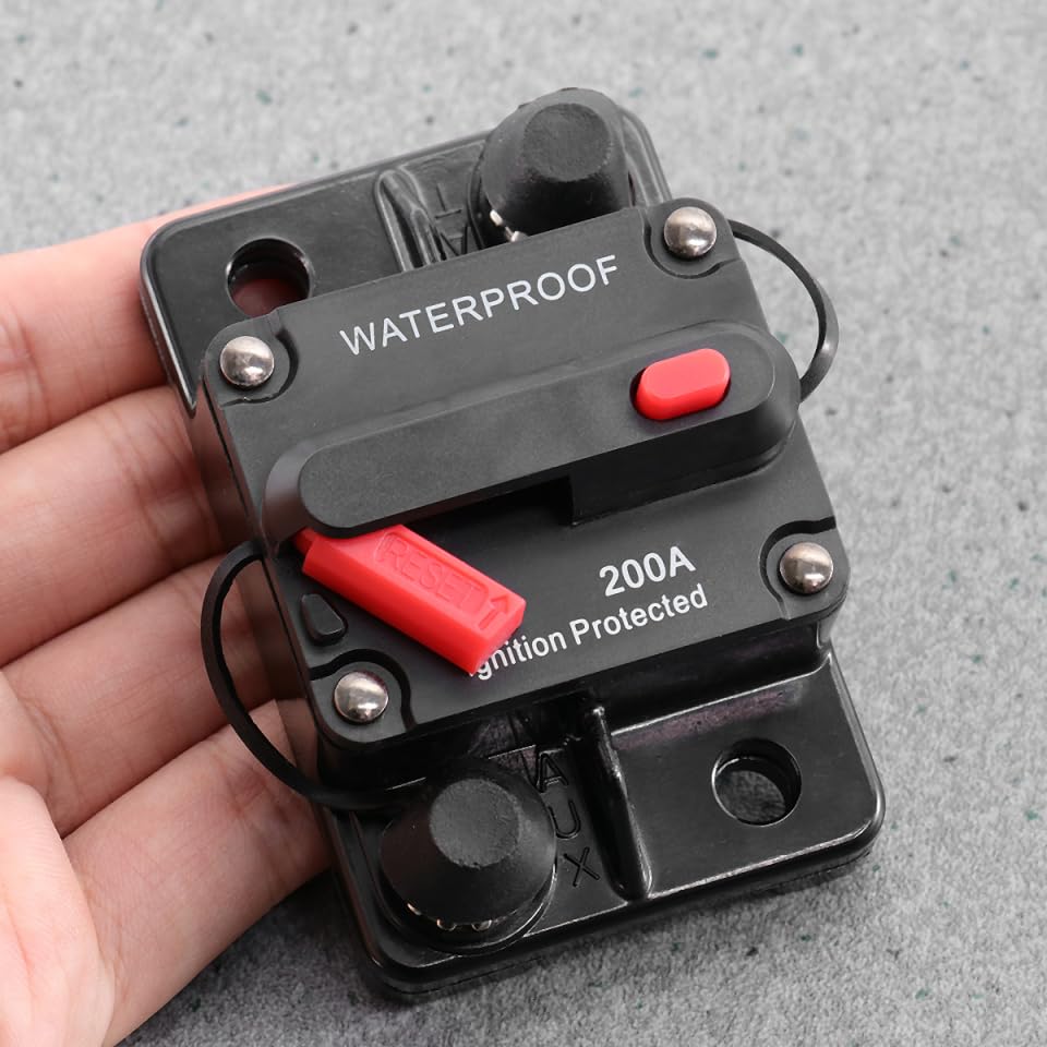 CALLARON Waterproof Manual Reset Circuit Breaker 200A High Amp Dual Protection Switch for 12V 24V Dc Car Boat Rv Electrical Systems