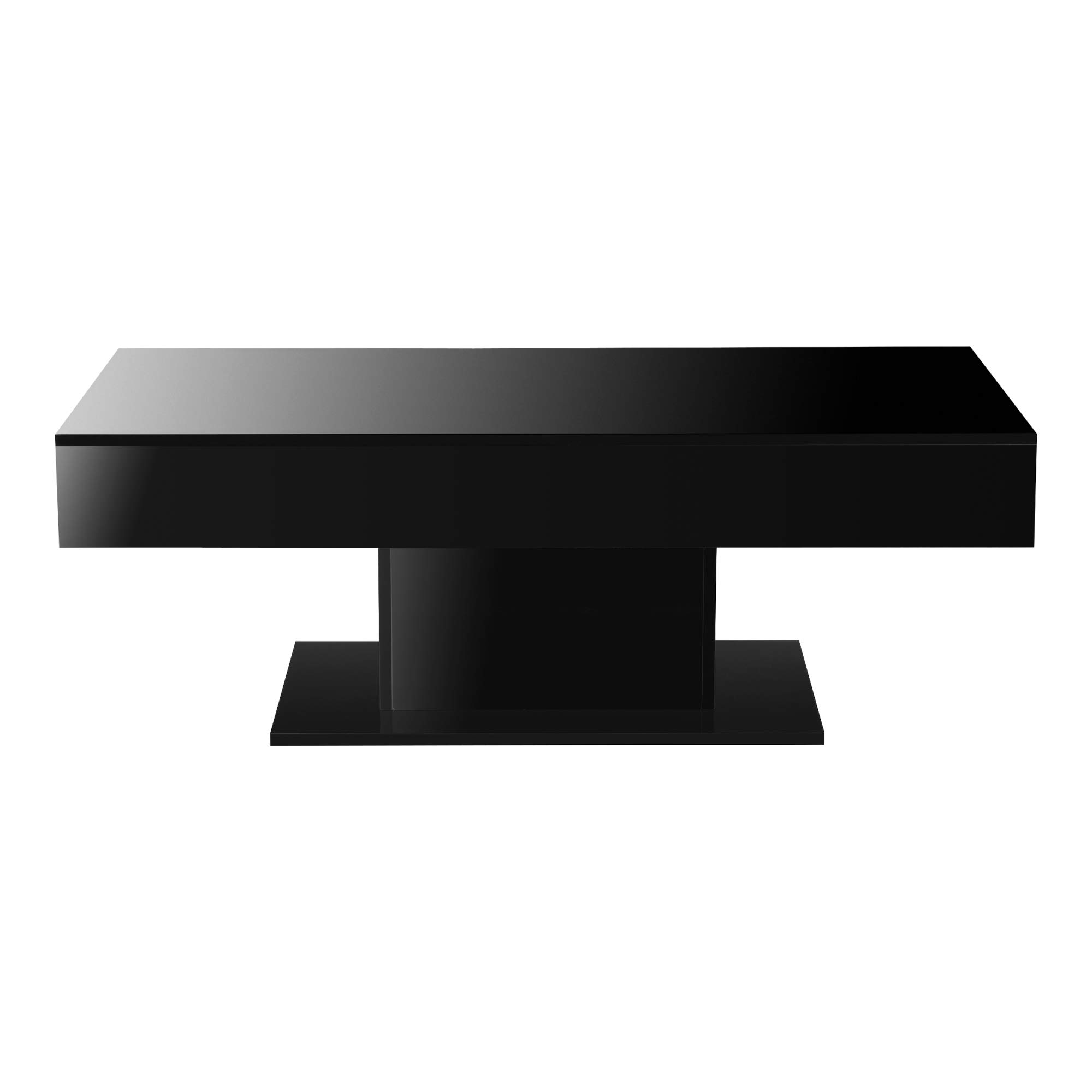[en.casa] Mesa de Centro Lünen Mesa Baja Rectangular con Tablero Deslizante Diseño Atractivo para Salón Despacho Mueble Auxiliar 40 x 110 x 60 cm - Negro Alto Brillo