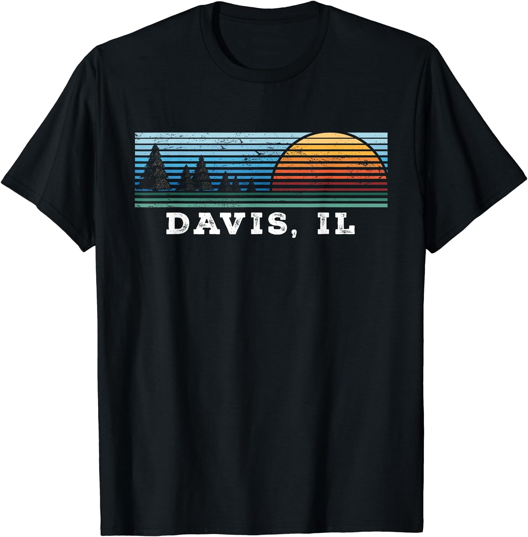 Retro Sunset Stripes Davis, Illinois T-Shirt