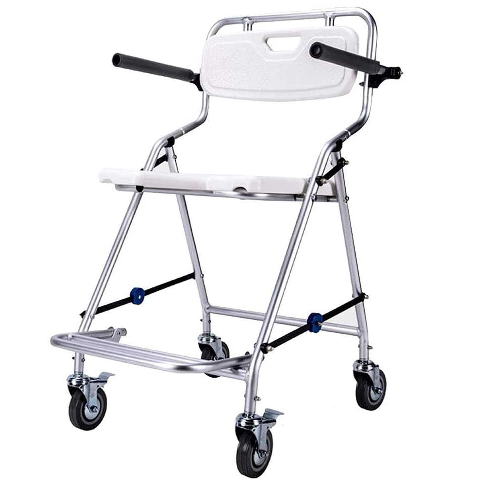 Taburete Ducha Plegable para Mayores, Silla Ducha WC con Ruedas y Pedal Plegable, Silla de Ducha con Inodoro, Carga Máxima 120 Kg, Reducir la Actividad para Evitar Lesiones