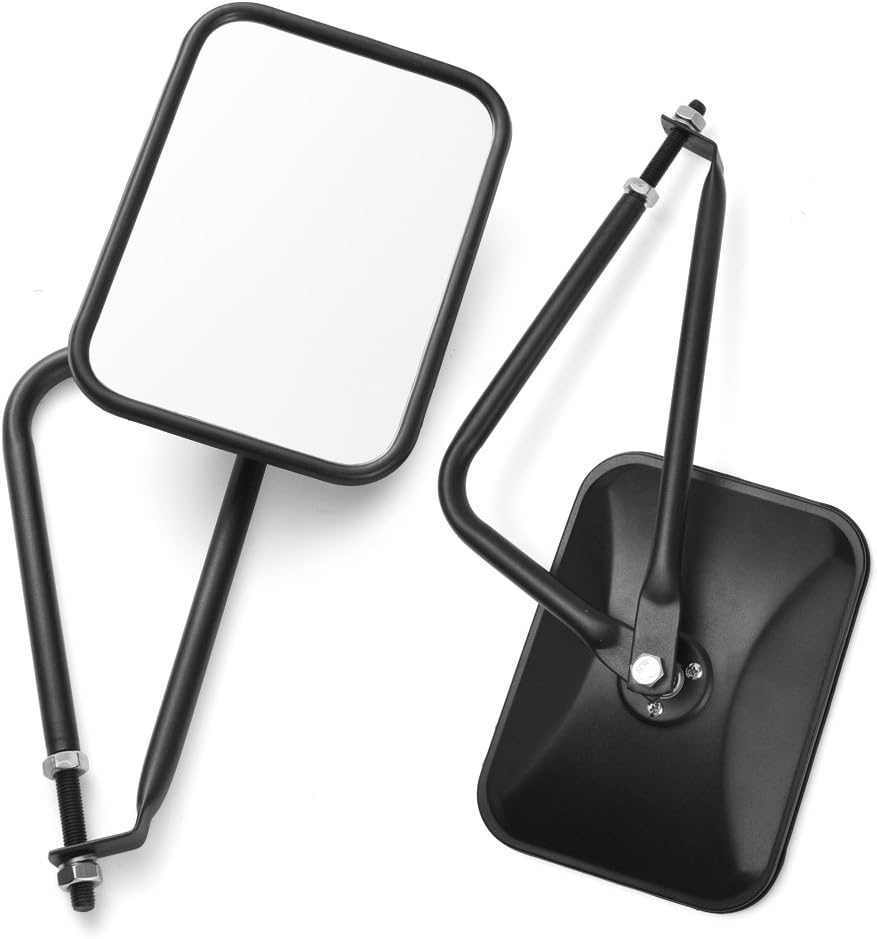 MICTUNING 8.5 Inch Shake-proof Off-Road Rectangular Adventure Mirrors, Bolt-on Door Hinge Mirror Fits 07-19 Jeep Wrangler JK CJ YJ TJ - Textured Black, Pack of 2