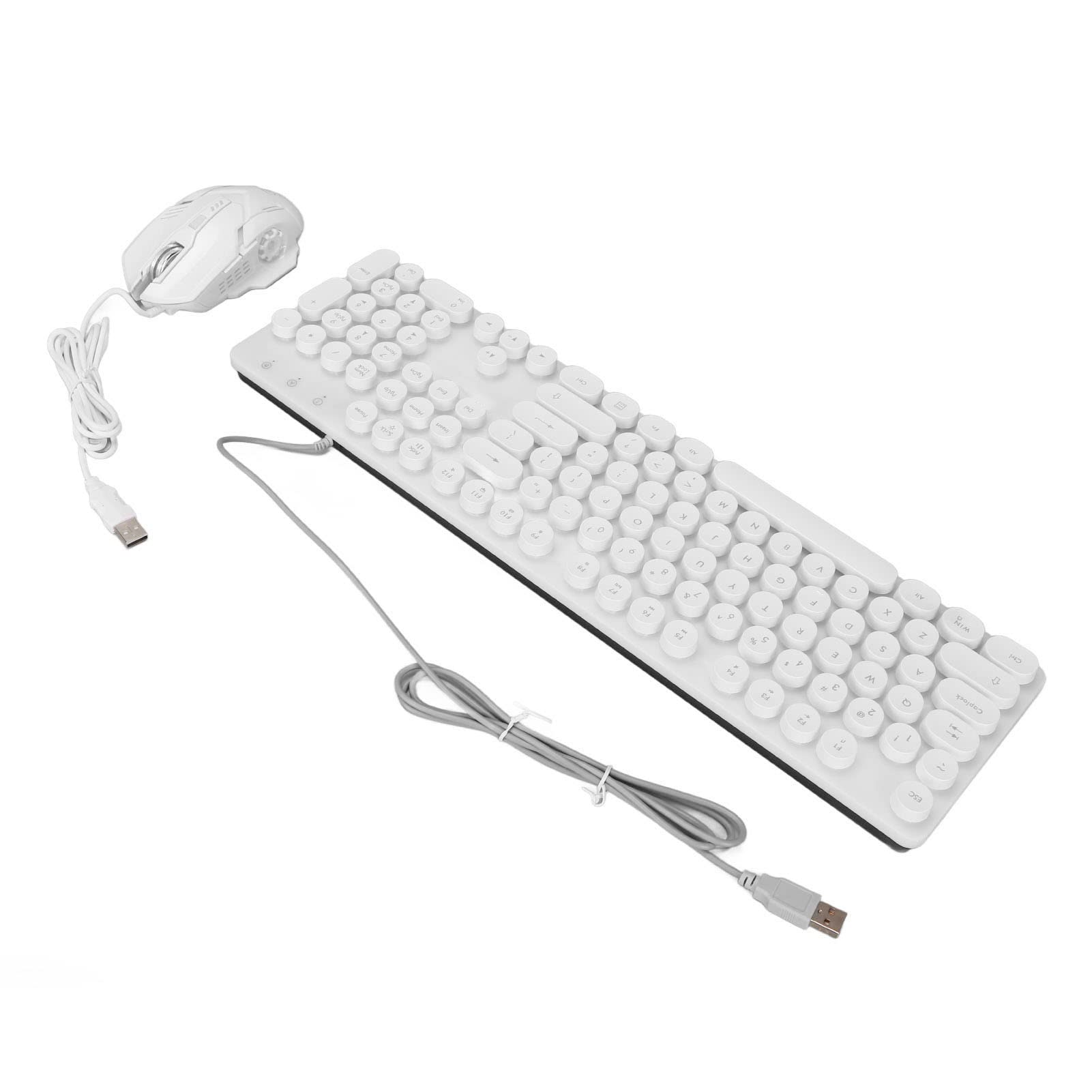Tastiera da gioco cablata e mouse combinato, 104 tasti RGB retroilluminato tastiera meccanica Gaming Mouse Set 3600 DPI, per giocatori PC (bianco)
