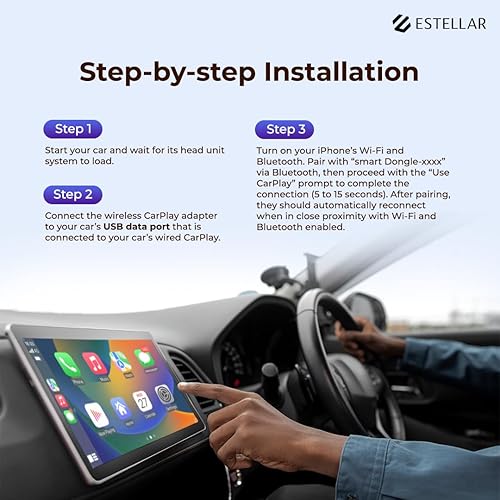 Miniatura 6 de Estellar Adaptador inalámbrico CarPlay para Apple CarPlay con cable, conexión automática rápida y estable, última tecnología de chip, sin demora,