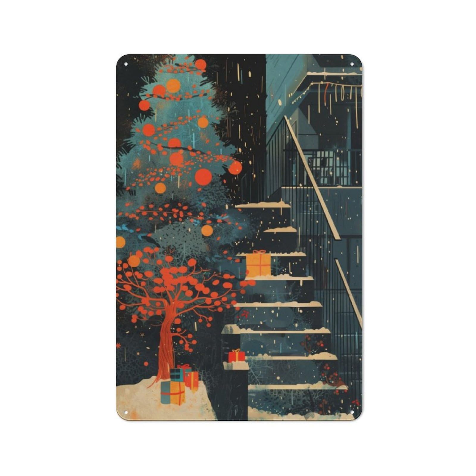 Junmoney Christmas04 30X20cm Vintage Metal Plaque With For Garage Or Workshop, A Christmas Gift For People Styling Garage And Workshop