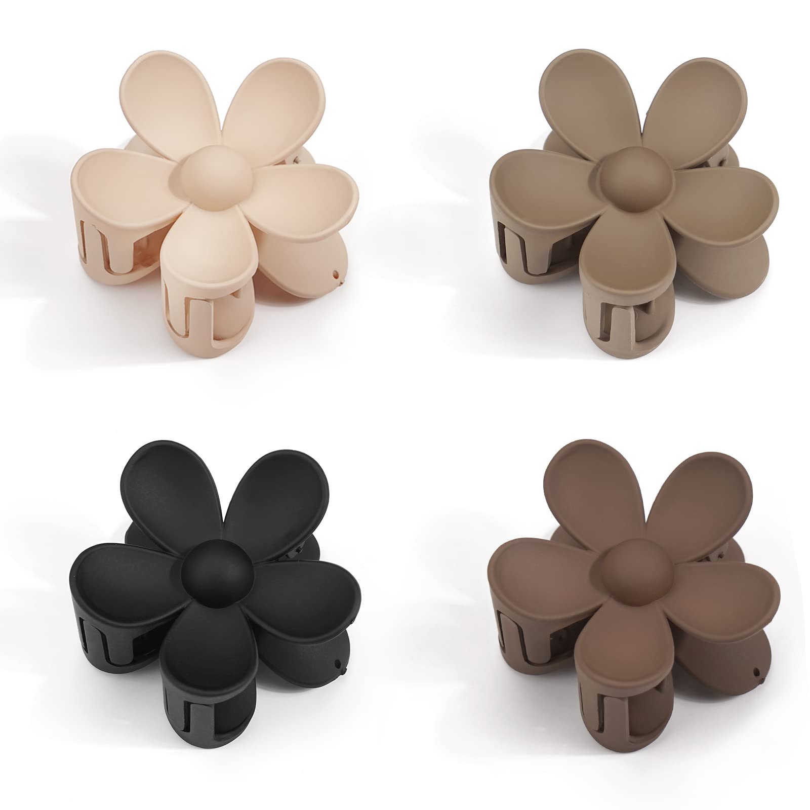 MiDoDo 4pcs clip de pelo de flores mate antideslizante fuerte agarre de garra de pelo delgado de mujer clip de garra grande de mujer accesorios de pelo grueso de mujer regalo de niña (flor B)