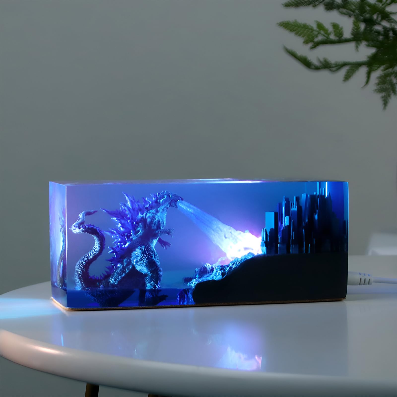 Syfunlv Epoxidharz Godzilla Nachtlicht,Godzilla Würfel Dekoration,USB Schlaf Lichter,Monster Nachttischlampe,Einstellbare Beleuchtung,7,5cm,für Raum Innenbereich Zuhause Schlafzimmer (Stil 1)