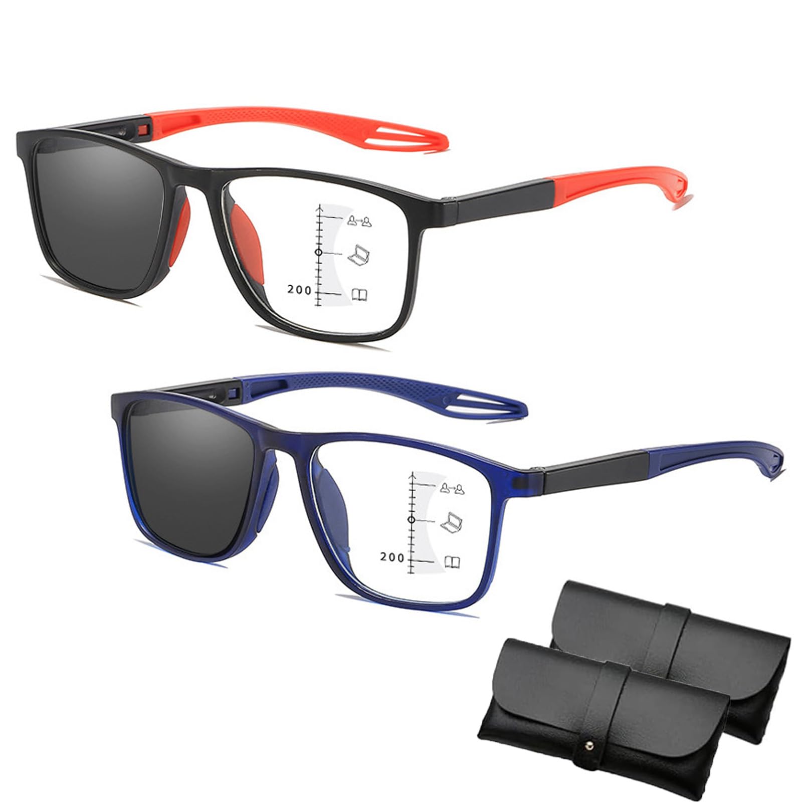 Pukmqu Chromoscope. Reading Glasses, Sport Intelligent Photochromic Progressive Bifocal Presbyopia Glasses, Chromoscope Glasses (2pcs-b,+3.00)