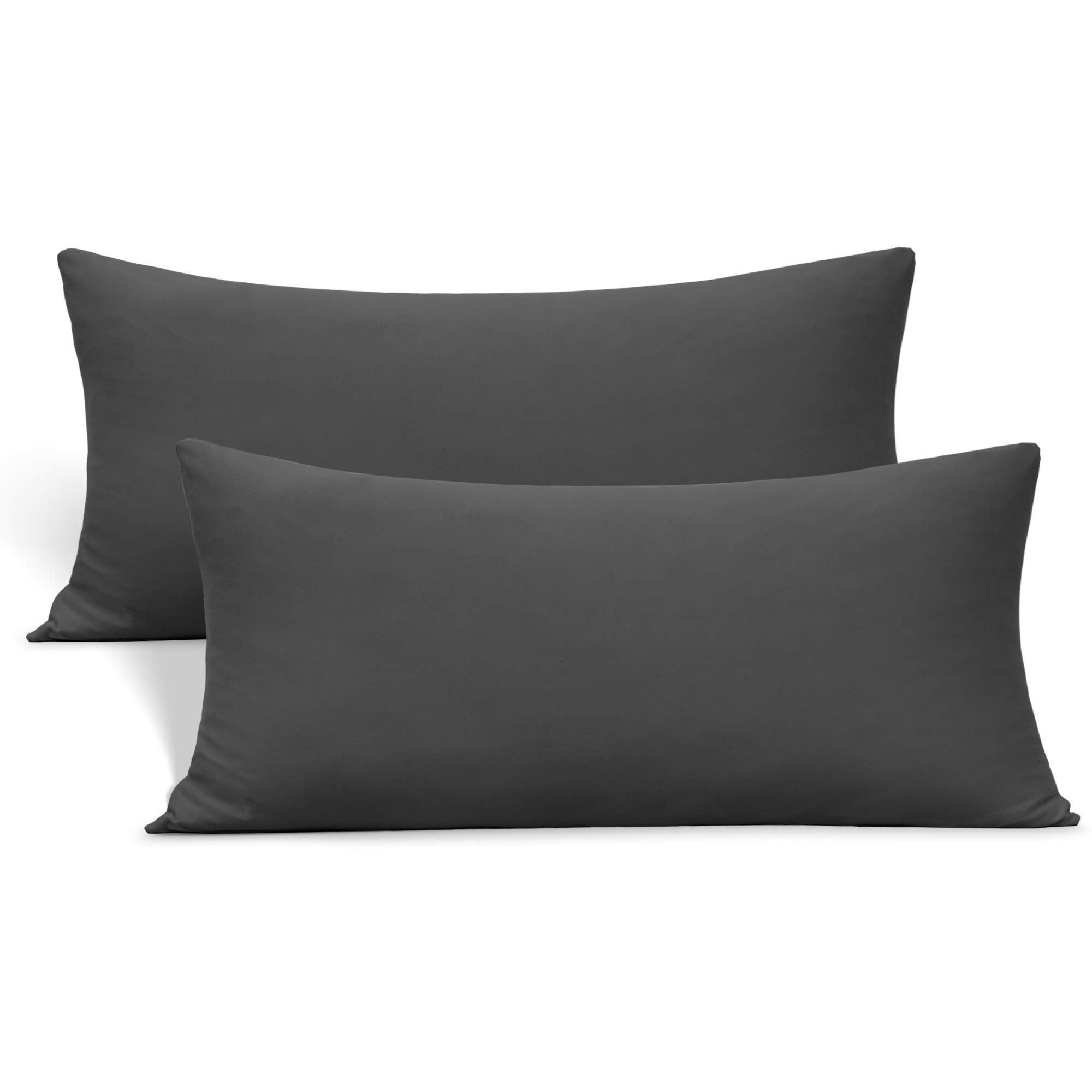 Photo 1 of Stretch Toddler Pillowcases - Jersey Knit Travel Pillow Cases to Fit Pillows Sized 12x16, 13x18 or 14x20, Ultra Soft Envelope Closure Small Pillowcases Set of 2, Dark Gray