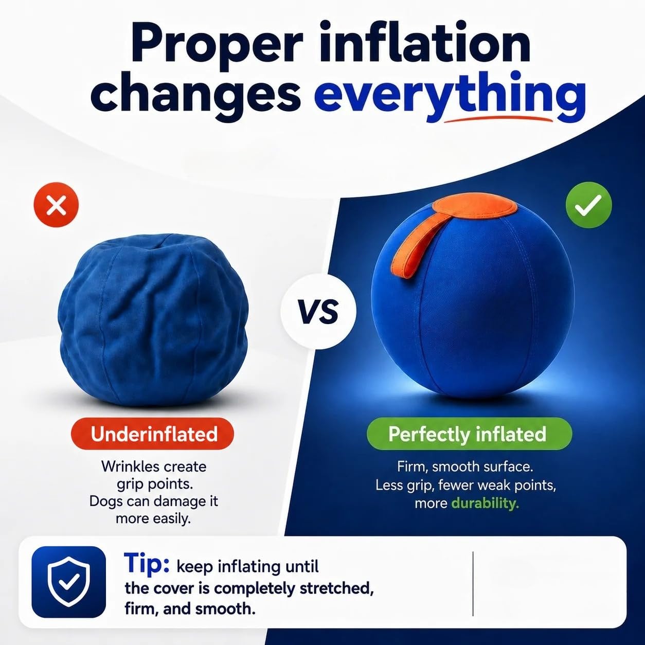 Navea Giant Ball - Herding Ball,Juguete Inflable para Mascotas, Pelota Resistente para Perros Al Aire Libre (Combinación de Azul y Naranja,45CM)
