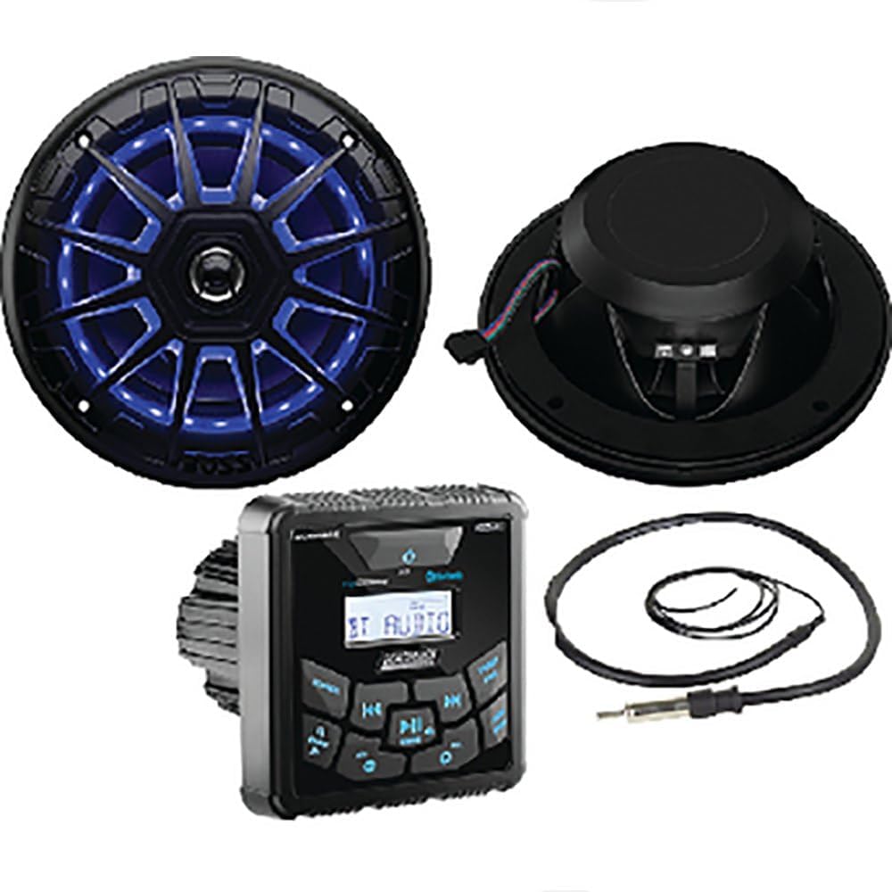 Seachoice Gauge Stereo, AM/FM/WMA/Bluetooth/USB, 2 LED Speakers