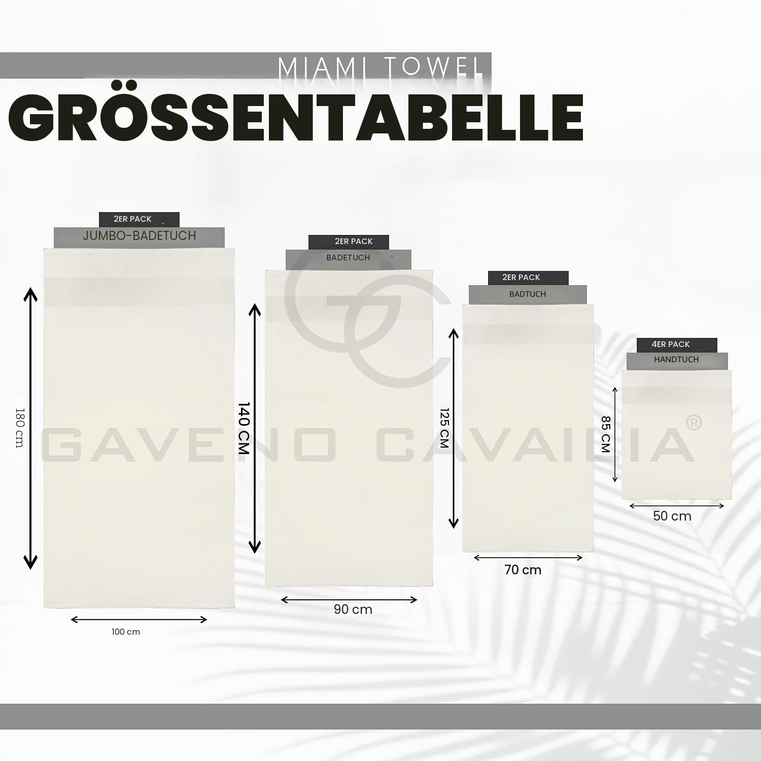 GC GAVENO CAVAILIA Extra großes Badetuch, 2-teilig, 700 g/m², Hotelqualität, ägyptische Baumwolle, extra große Handtücher, 100 x 180 cm, extra weiches Badetuch – Creme