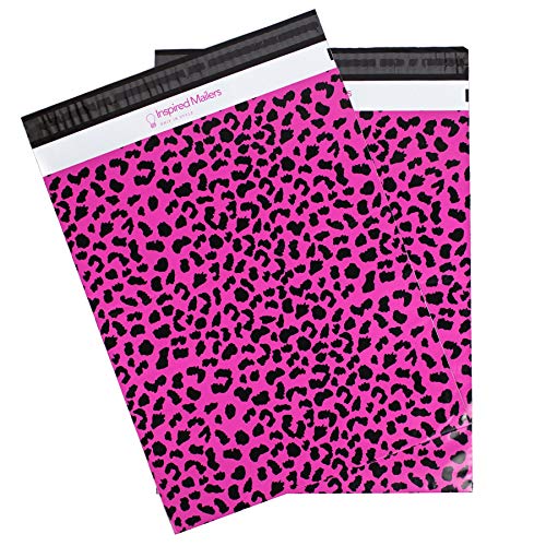 Inspired Mailers - Poly Mailers 10x13-100 Pack - Hot Pink Cheetah - Plastic Bags for Shipping - Package Envelopes - Cute Shipping Bags for Clothing - Mailing Bags