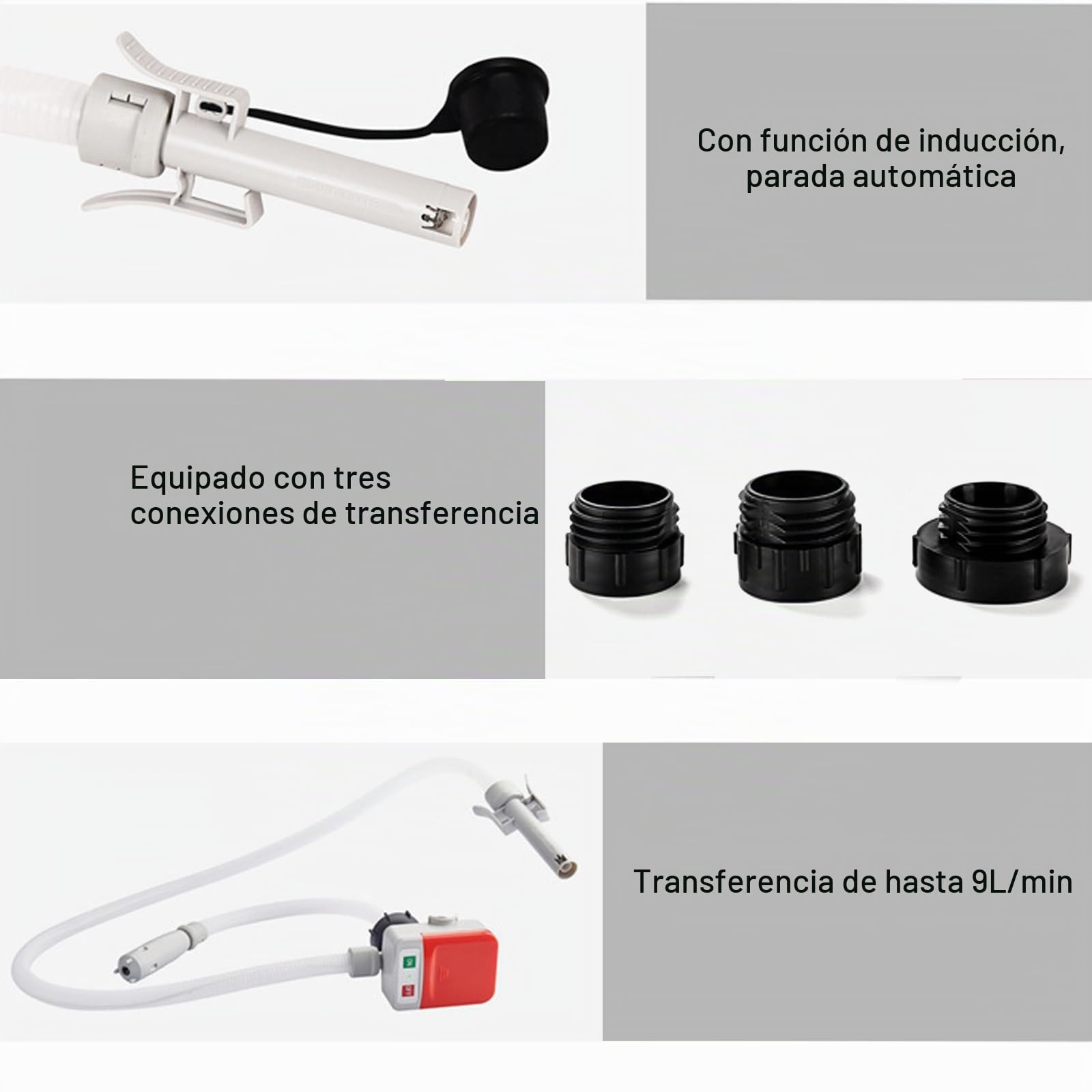 Bomba de combustible HOSPAOP, eléctrica, con parada automática, para bidones de gasolina, diésel y aceite, roja, de 20 litros, ABS
