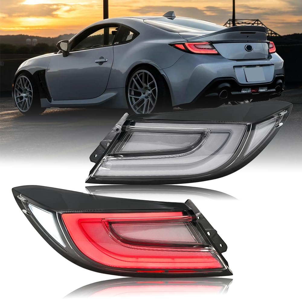 T T-ABC New Taillight Compatible with 2021-2024 Toyota GR86 Tail Lights Subaru BRZ 2nd Gen ZN8 ZD8 Rear Light Sequential Animation Custom Back Accessories Clear Version