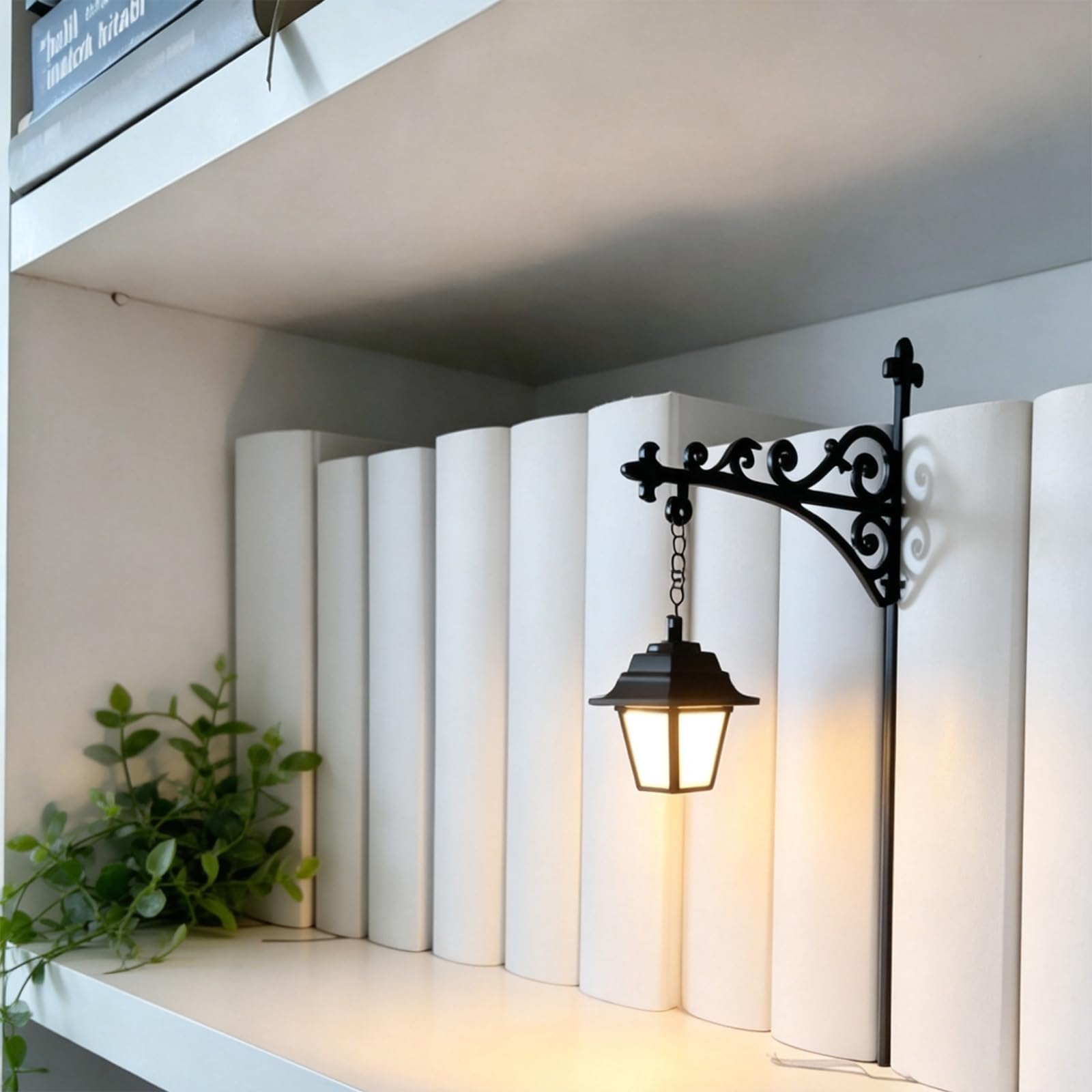 Generico Lanterna per Biblioteca, Luce da Lettura per Libro, Illuminazione Decorativa per Scaffali, Bookshelf Lamp Mini, Lampada da Angolo per Studio in Stile Antico a LED (3pcs)