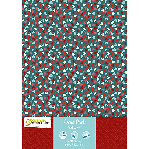 Clairefontaine ES Avenue Mandarine CC037C - Pack de 96 páginas impresas 29,7 x 42 cm, 170 g (24 diseños x 4), Celebración