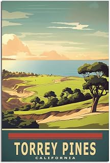 Torrey Pines California Vintage Travel Poster Golf 08x12inch(20x30cm) Canvas Art Poster And Canvas Wall Art Living Room Poster, Wall Art Modern Home Bedroom Decor Poster