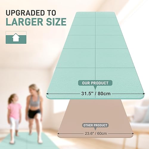 Miniatura 2 de Tapete de yoga plegable para viajes, de 72 x 32 x 0.32 pulgadas, tapete de ejercicio plegable de 0.315 in de grosor, tapete de pilates